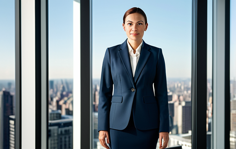 PC와 콘솔 FPS의 차이점 - **
A professional businesswoman in a modest, tailored business suit, standing confidently in a mode...